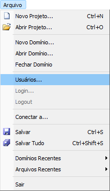 Menu Arquivo - Usuários