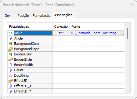Associação Simples com a propriedade DocString