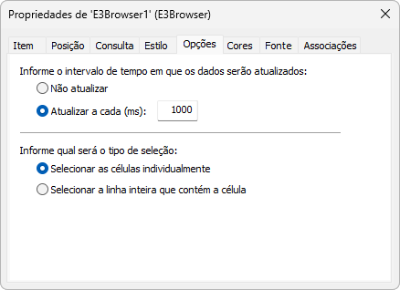 Aba Opções