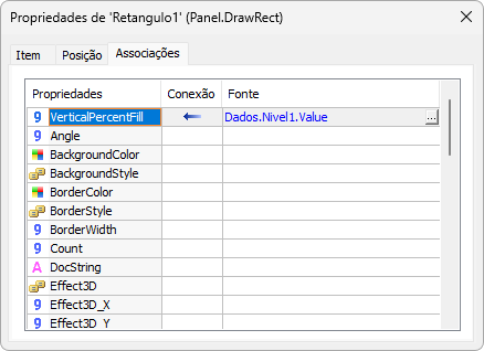 Associação com a propriedade VerticalPercentFill