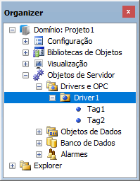 Driver1 é o objeto pai de Tag1 e de Tag2 Driver1 é o objeto pai de Tag1 e de Tag2