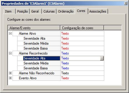 Cores do E3Alarm