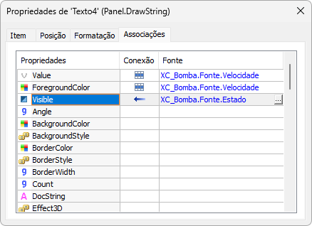 Associação Simples na propriedade Visible
