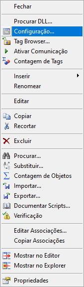 Menu Configuração