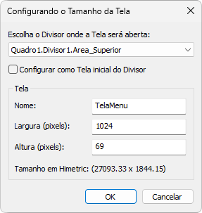 Configuração da Tela Menu