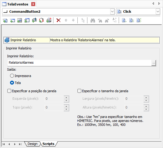 Pick do tipo Imprimir Relatório