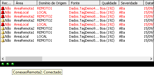 E3Alarm com a nova barra de status de conexões E3Alarm com a nova barra de status de conexões