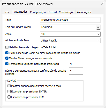 Janela de Propriedades do Viewer Janela de Propriedades do Viewer