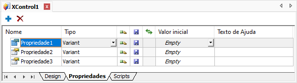 Aba Propriedades de um XControl Aba Propriedades de um XControl