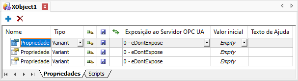 Aba Propriedades de um XObject Aba Propriedades de um XObject