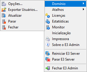Menu Domínio - Opções Menu Domínio - Opções