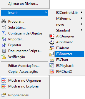 Inserir E3Browser Inserir E3Browser