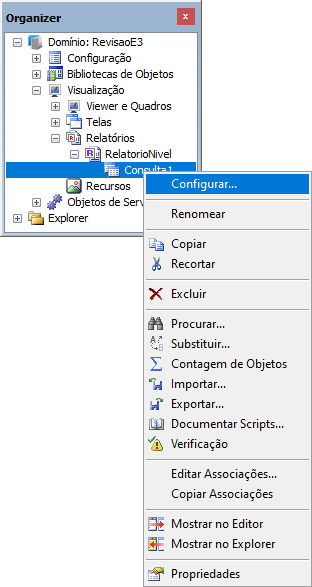 Opção de configurar uma Consulta Opção de configurar uma Consulta