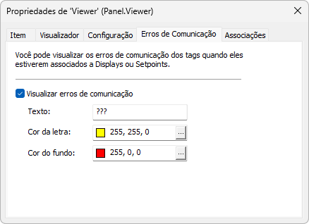 Aba Erros de Comunicação Aba Erros de Comunicação