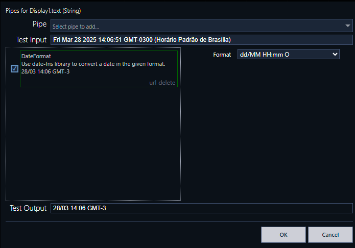 Exemplo de um Pipe do tipo DateFormat