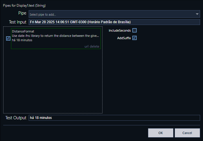 Exemplo de um Pipe do tipo DistanceFormat Exemplo de um Pipe do tipo DistanceFormat