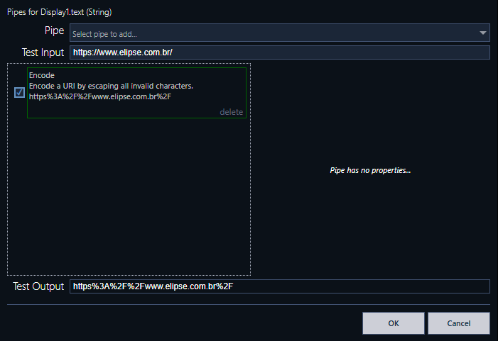 Exemplo de um Pipe do tipo Encode