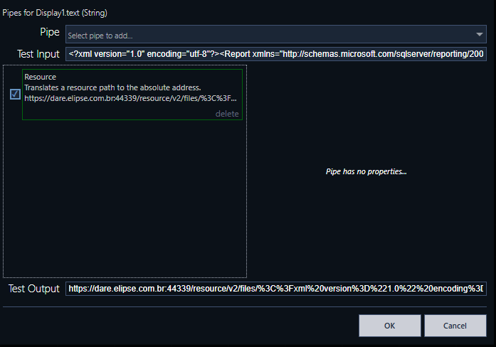 Exemplo de um Pipe do tipo Resource