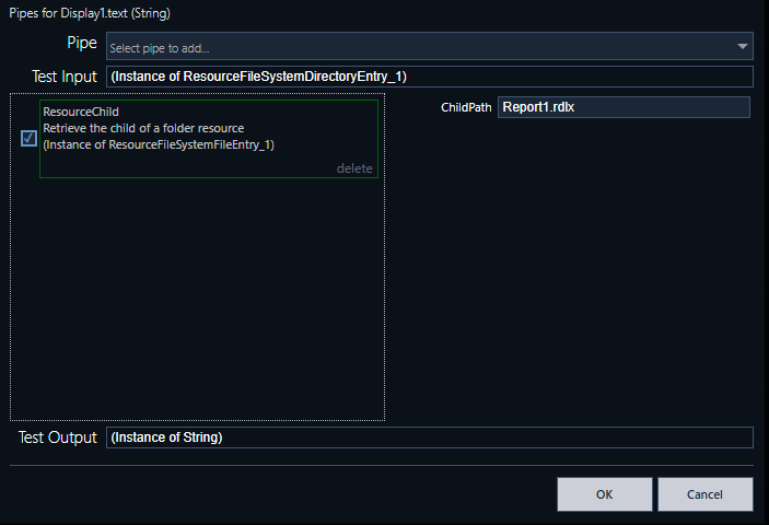 Exemplo de um Pipe do tipo ResourceChild Exemplo de um Pipe do tipo ResourceChild