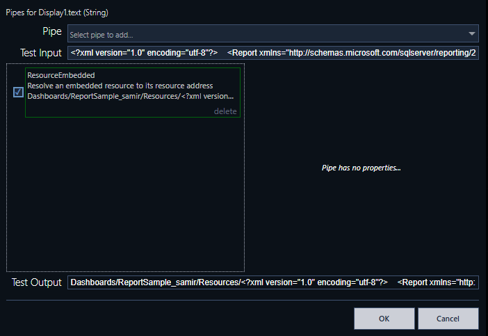 Exemplo de um Pipe do tipo ResourceEmbedded