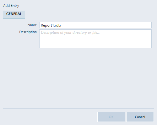 Janela de criação de Relatórios Janela de criação de Relatórios