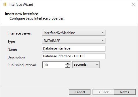 Seleção do tipo de Interface