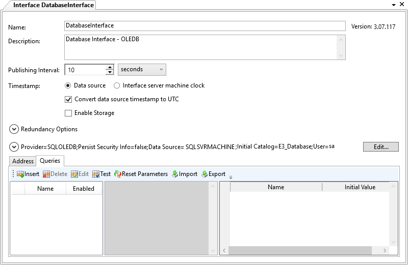 Opções de configuração da String de conexão