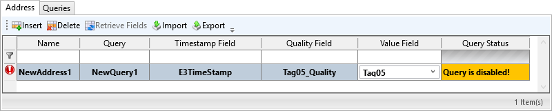Opção Retrieve Fields