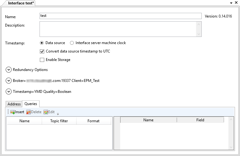 Propriedades da Interface MQTT Propriedades da Interface MQTT