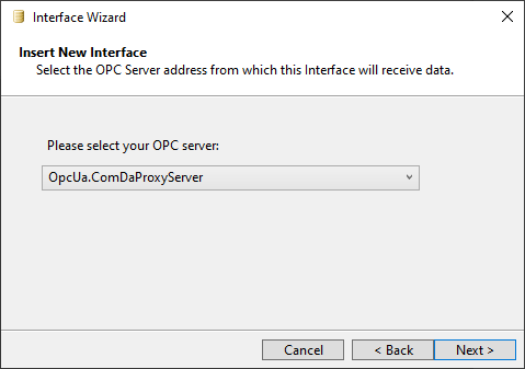 Seleção do servidor OPC DA Classic