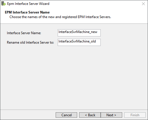 Opção de renomear o Interface Server