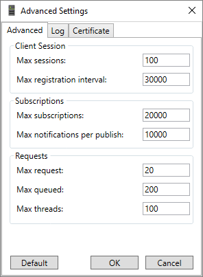Janela Advanced Settings