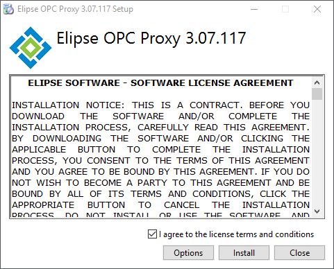Termos de uso do Elipse OPC Proxy Termos de uso do Elipse OPC Proxy
