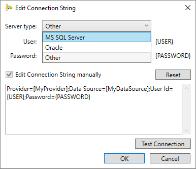 Janela Edit Connection String