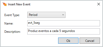 Janela para criação de um novo Evento