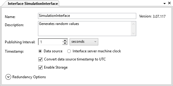 Janela de configuração da Interface