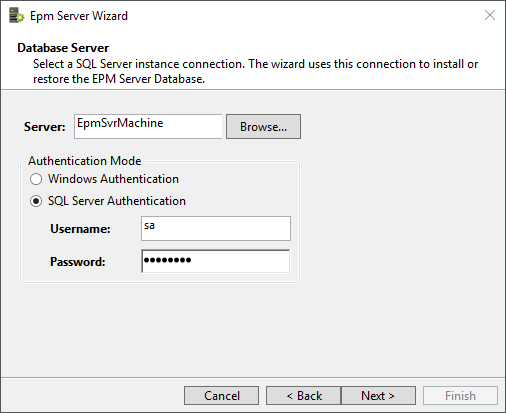 Janela para selecionar uma instância do SQL Server