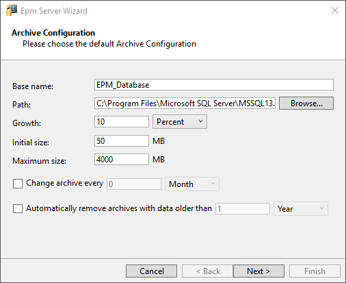 Configuração dos Archives Configuração dos Archives