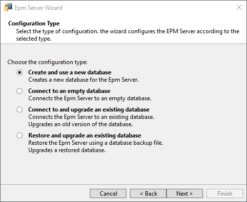 Seleção do tipo de configuração Seleção do tipo de configuração