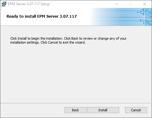 Confirmação do início da instalação Confirmação do início da instalação