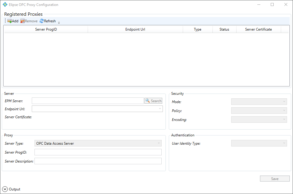 Janela de configuração do proxy Janela de configuração do proxy