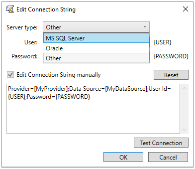 Janela Edit Connection String