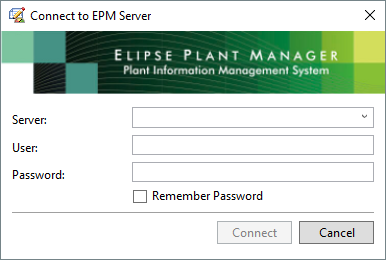 Janela de conexão a um EPM Server