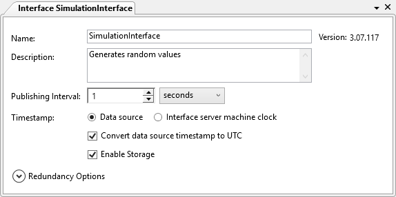 Janela de configuração da Interface