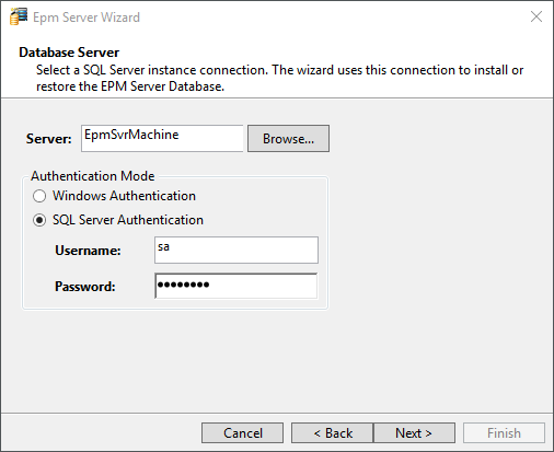 Janela para selecionar uma instância do SQL Server