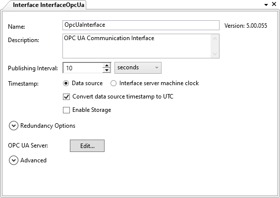 Janela de configuração da Interface Janela de configuração da Interface