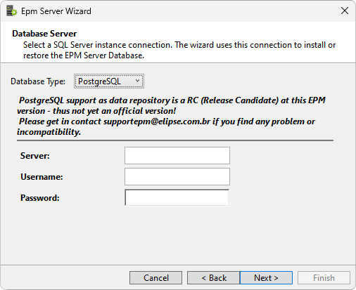 Seleção de um servidor PostgreSQL Seleção de um servidor PostgreSQL