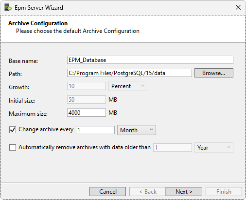 Configuração dos Archives Configuração dos Archives
