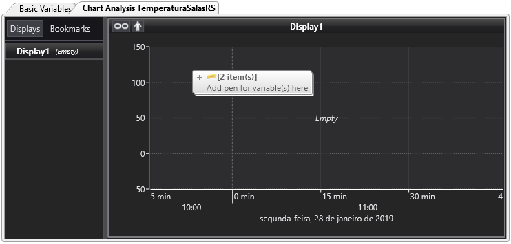 Soltando os Tags de temperatura no gráfico