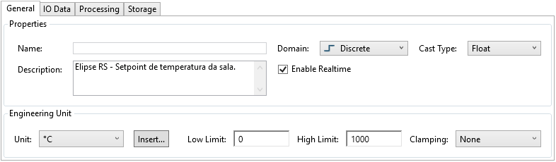 Configuração de setpoints de temperatura